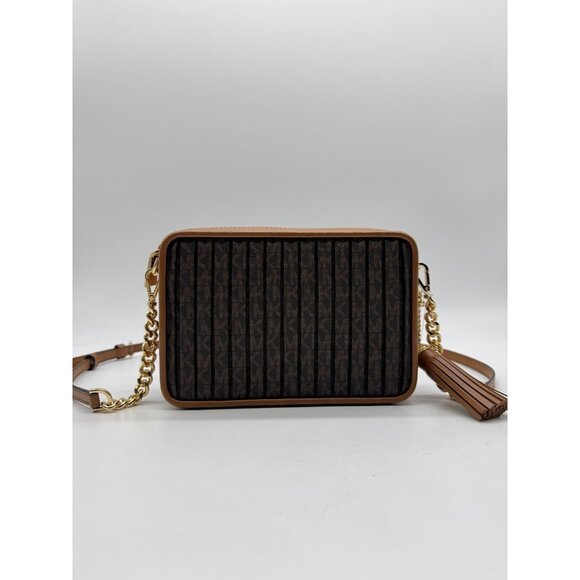 MICHAEL KORS Jet Set logo pleated coated canvas tassel crossbody bag - Acorn - Picture 7 of 14